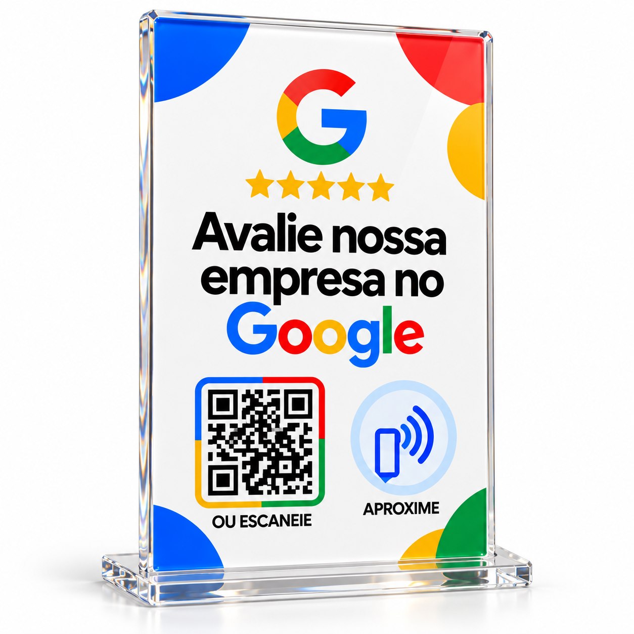 Mockup de placa Kairós Connect com QR Code e NFC